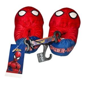 NEW! Spider Man Toddler Boys Step In Plush Slippers Size 5/6
